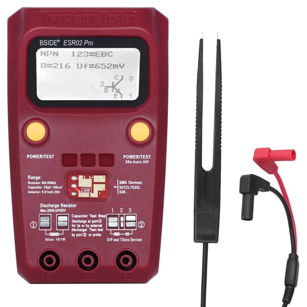 preço BSIDE Digitais Componentes SMD Indutor Resistor Capacitor Diodo Triode ESR Transistor Tester Medidor Multímetro com Pinças