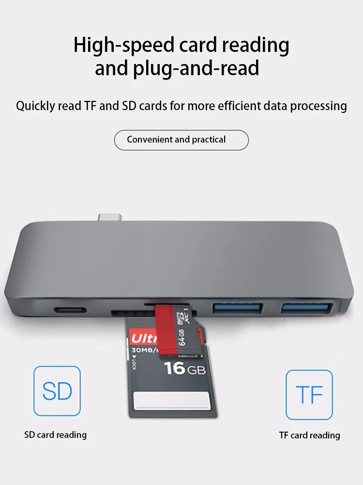 Thunderbolt 3 концентратор USB Type C для MacBook 12 дюймов USB-C док-адаптер с Micro SD/TF слот для чтения Mac Book Pro USB C концентратор