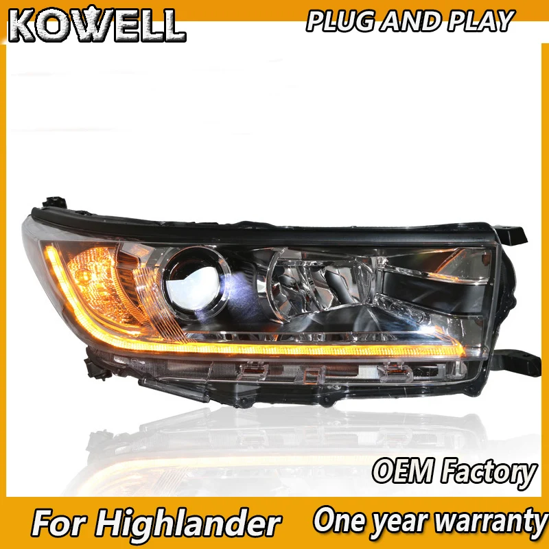 

KOWELL автостайлинг для 2018-2021 Highlander фары дальнего света светодиодный DRL Объектив Двойной Луч D2H HID ксеноновый динамический сигнал поворота