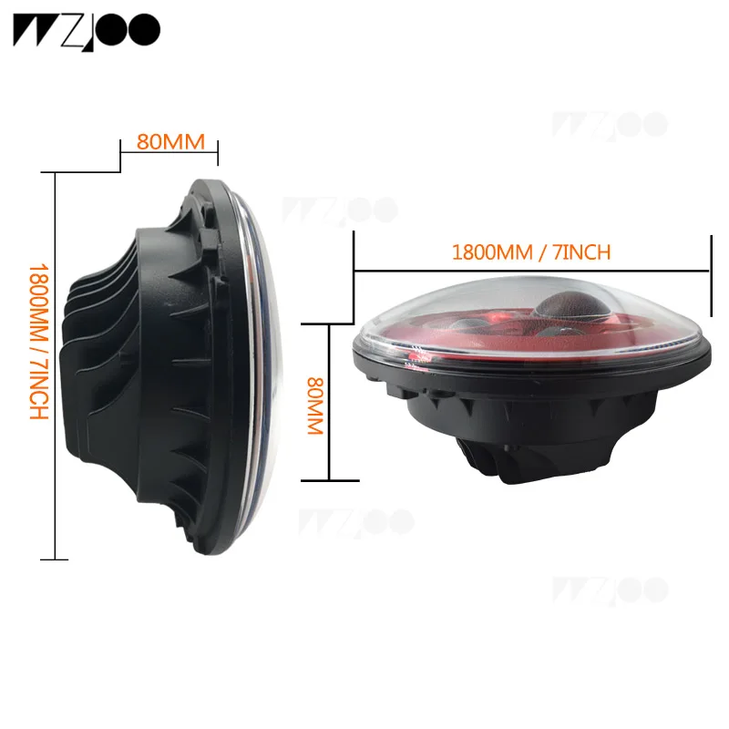 WZJOO " круглый для мотоцикла светодиодный проецирования фар мотоциклов для motorcycleStreet Glide FLHX Road King
