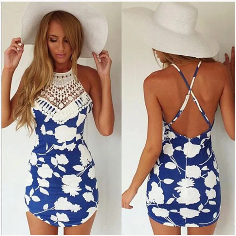 Women's Clothing Dresses hot summer blackless floral dress hot sheath lace female dresses wholesale