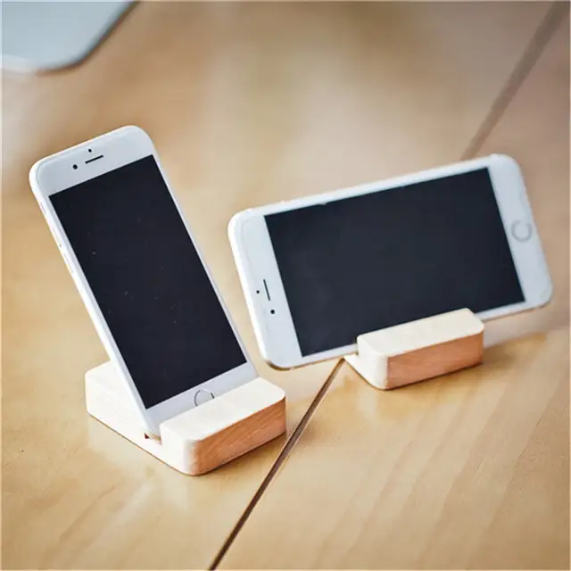 Natural Simple Universal Beech Wooden Mobile Phone Stand Holder for