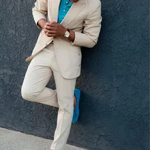 Лидер продаж, смокинги для жениха цвета слоновой кости, на заказ, сексуальные, две кнопки, с отворотом, недорогое свадебное торжество, костюм для мужчин(куртка+ брюки+ галстук