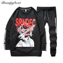 Новая Летняя мужская спортивная одежда свободный тренировочный костюм Повседневный круглый вырез, для мужчин Половина рукава 2 шт. спортивный костюм набор хип-хоп одежда