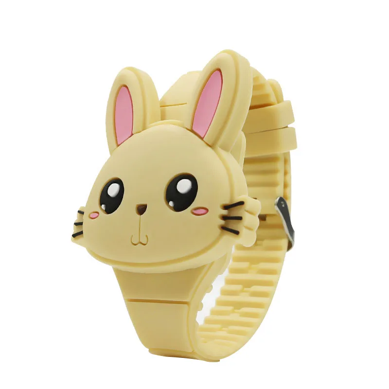 Kids Watches Children Cute Rabbit Cat 3D Cartoon LED Electronic Watch Boys and Girls Silicone Toy Wrist Watches Birthday Gifts 6