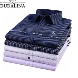 Dudalina мужская рубашка в полоску брендовая одежда карман для мужчин s рубашка с длинными рукавами лето 2019 г. Slim Fit Повседневная рубашка