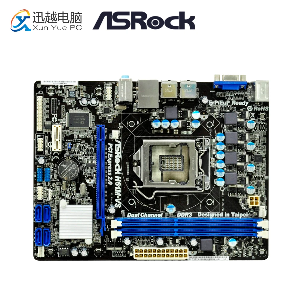 

Asrock H61M-VS Desktop Motherboard H61 Socket LGA 1155 i3 i5 i7 DDR3 16G USB2.0 Micro-ATX