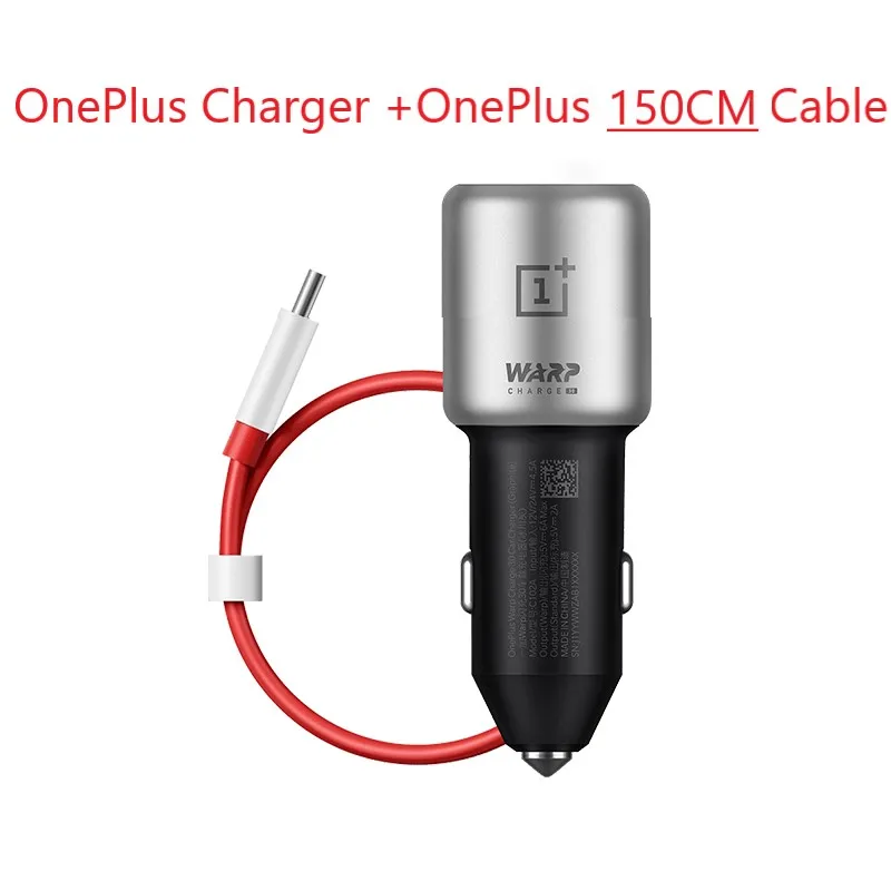 Оригинальное автомобильное зарядное устройство OnePlus Warp 30 Вт 7Pro 20 Вт OnePlus 7/6 T/6/5 T/5/3T/3 QC 3,0 Быстрая зарядка кабель usb 3,1 type C - Тип штекера: ChargerX150CM Cable