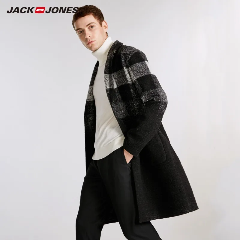 JackJones Для мужчин градиент в клетку с длинным рукавом облегающее пальто