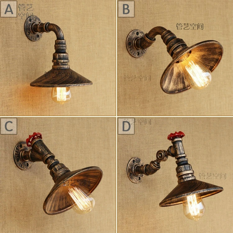 

wind loft American country living room Cafe retro reminiscence study bedside water pipe with lampshade small wall lamp