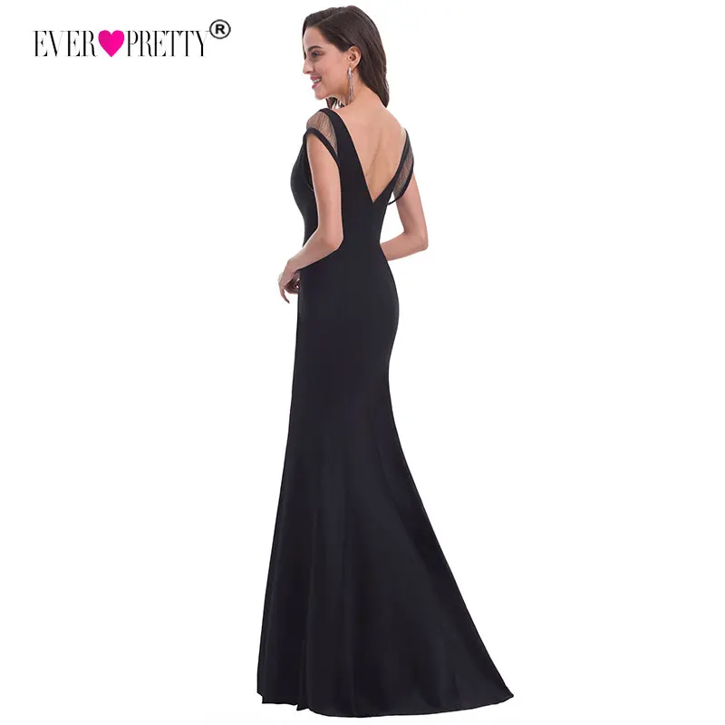 

2019 New Sexy Mermaid Backless Evening Dresses Ever Pretty EP07036 Women's V Neck Hollow Out Sleeveless Evening Party Dresses