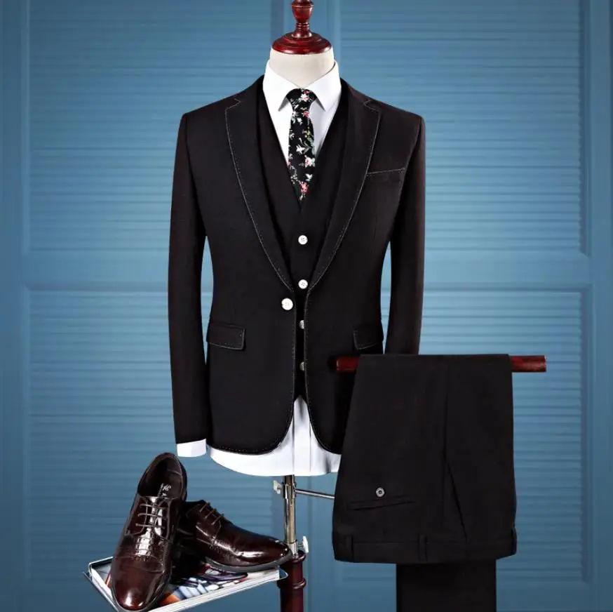 (Куртка + жилет брюки для девочек) 2019 Custom Slim Fit для мужчин повседневное пиджак делового костюма шерсть Костюмы свадебное платье костюм