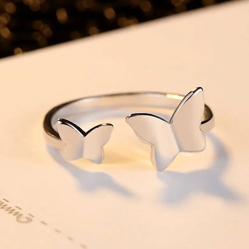 

Dovolov Fashion High quality Adjustable Finger Ring Charm Butterfly shape Open Rings For Women Jewelry