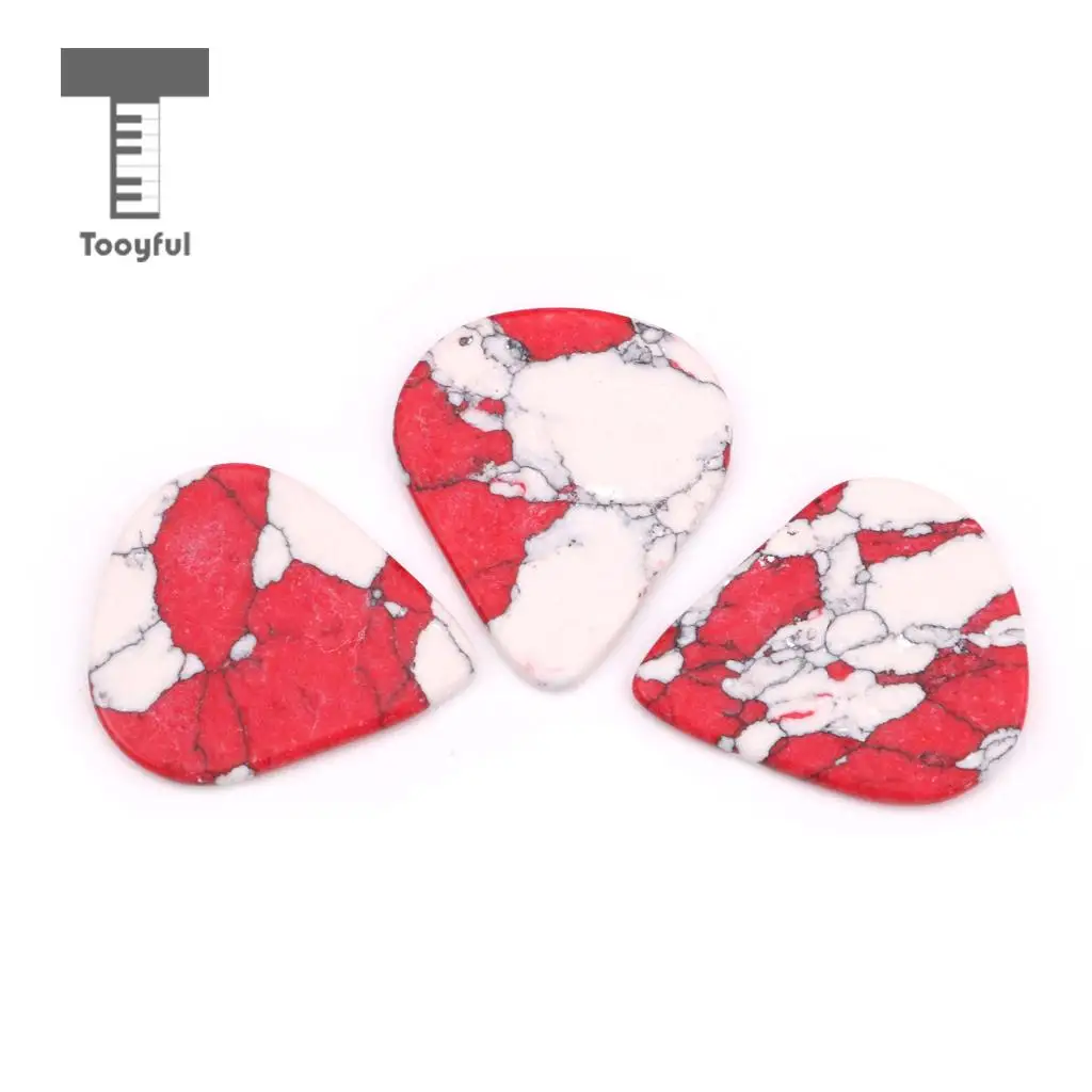 Tooyful Imitate Gemstone Pick Solid Stone Guitar Replacement Parts Red 