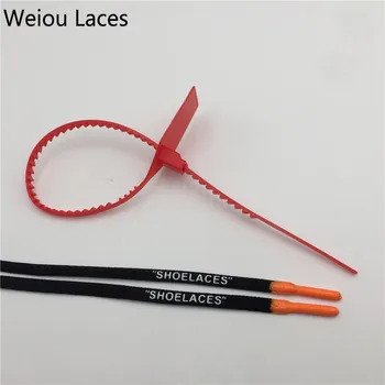

Weiou New Printing Shoelace Off White Polyester Oval Rope Shoe Laces With Silicone Tips And Red Zip Tie For Men Support Custom
