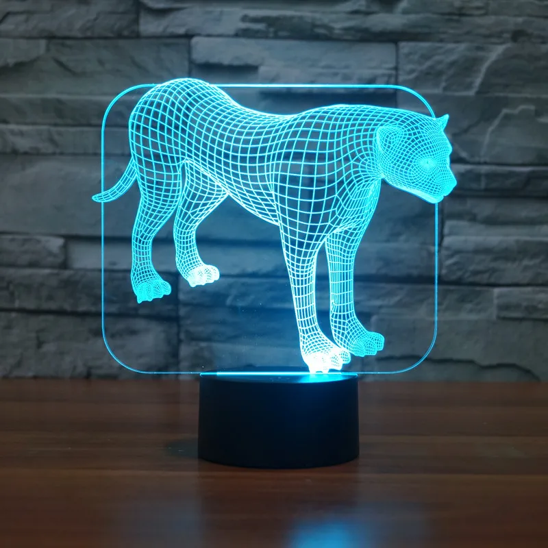 

Free Shipping Color changing Flashing touch sensor control Leopards Acrylic 3D LED Bedroom Night Light LED USB table Lamps