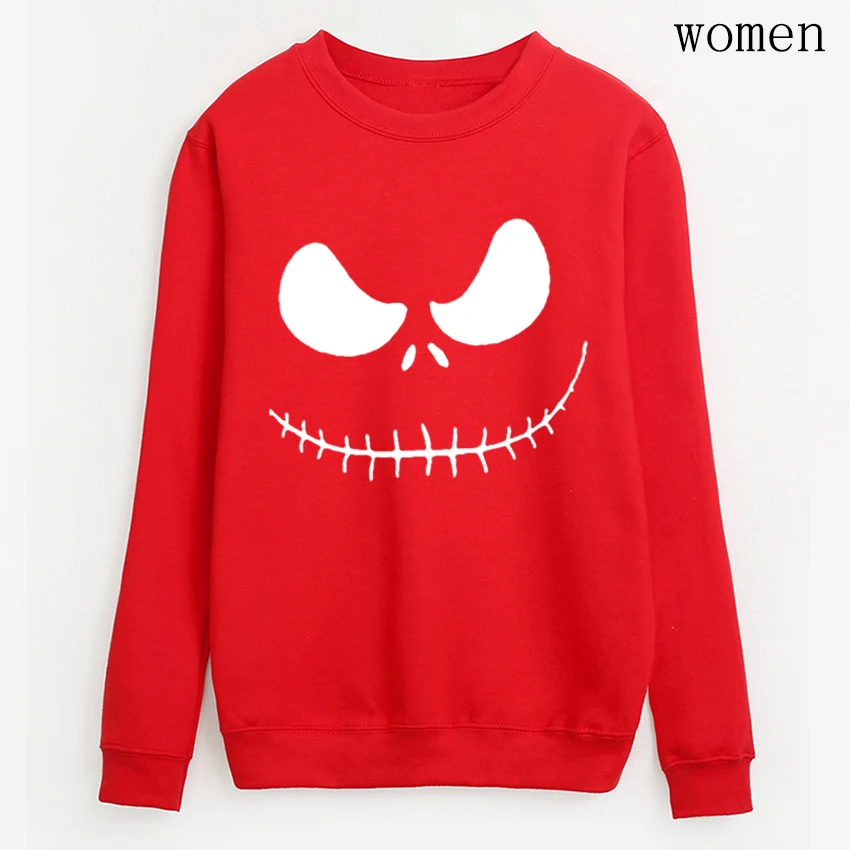 Новое поступление, женские пуловеры Jack Skellington, толстовки со злой улыбкой, осень, kpop, толстовка, femme, harajuku, Повседневная брендовая одежда - Цвет: red