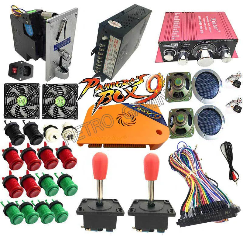 Spainish joystick Pandora box 9 модульная доска JAMMA 1500 В 1 Аркадный Игровой блок для игрового автомата Полный комплект с Happ джойстиком Кнопка питания динамик для DIY - Цвет: Spainish joystick