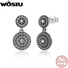 Nueva Llegada 100% de la Plata Esterlina 925 Vintage Radiante Elegancia Gota Pendientes CZ Clara Para Las Mujeres Joyería de Lujo Auténtico Original