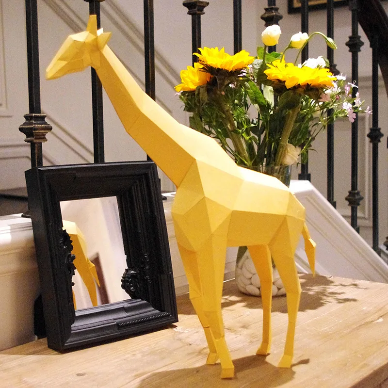 

3D Paper Model Yellow giraffe Paper craft Home Decor papercraft Puzzles Educational DIY Toys birthday Gift for Children