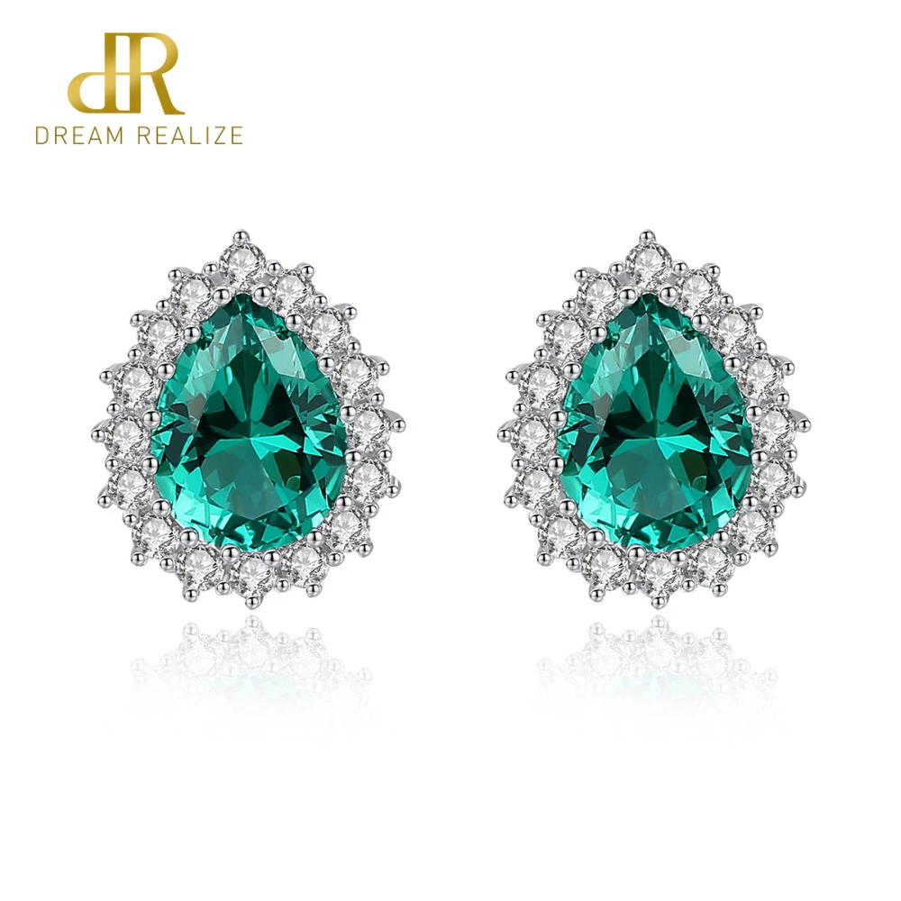 

DR 925 Sterling Silver Luxury Big Droplet Topaz Stud Earring For Women Three Colors Birthstone Earrings Fine Jewelry Brincos