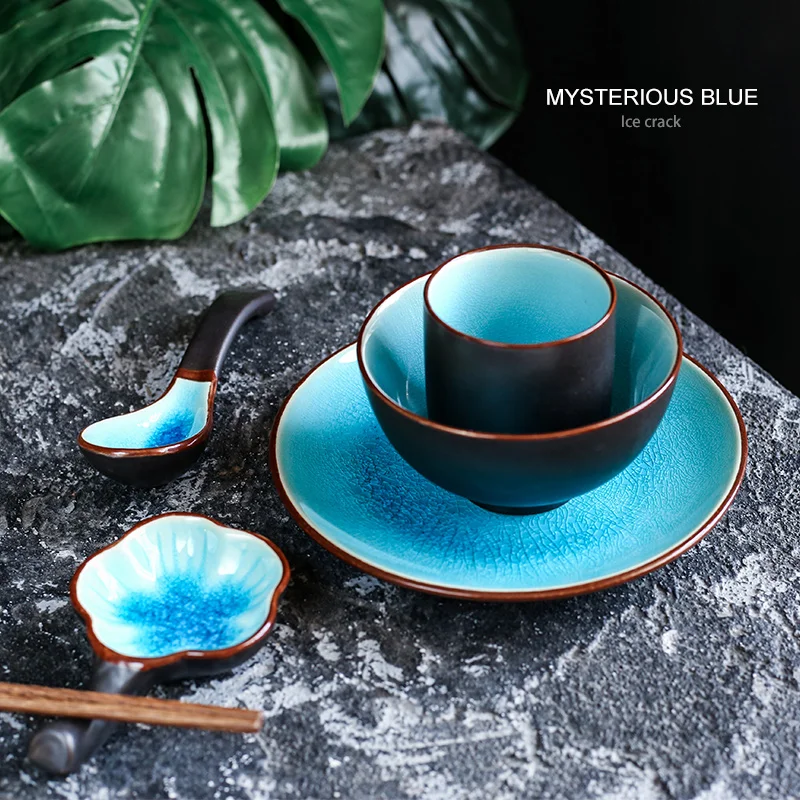 KINGLANG Керамическая пиала для риса кракле глазурованная посуда набор чайная чашка столовая тарелка Настольный набор отельные принадлежности