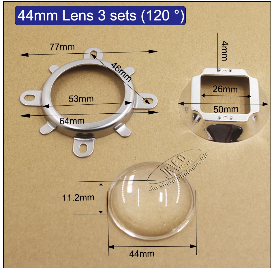 Lente de Vidro Potência da Lâmpada Xícara + Suporte w de Alta Shipping Alta Qualidade Conjunto Led 50 30 20 w 100 Talão Reflexão Fixo 44mm 4 Freeshipping Alta Qualidade conjunto 44mm led lente