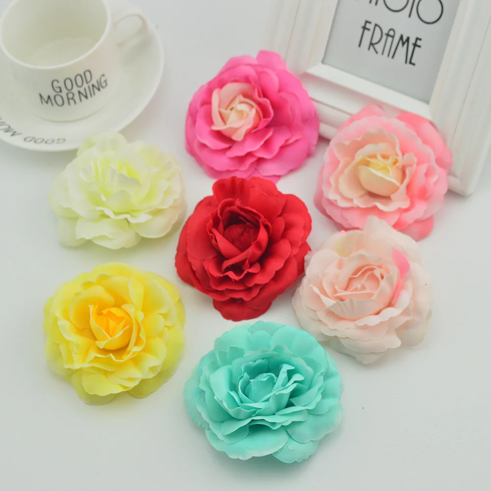 10pcs Silk tea roses plastic flowers for wedding decora bride