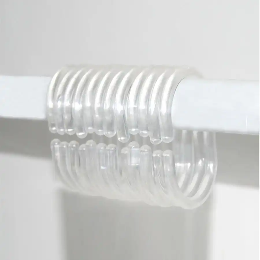 12 Pcs Twile Clear Shower Curtain Ring Hooks Bathroom 12 Pcs Twile Clear Shower Curtain