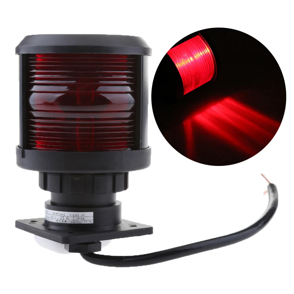 

1 Pcs Plastic Waterproof Universal 12V/24V Navigation Light Signal Lamp Red LED Light For Yacht Boat Marine Integral Sealing