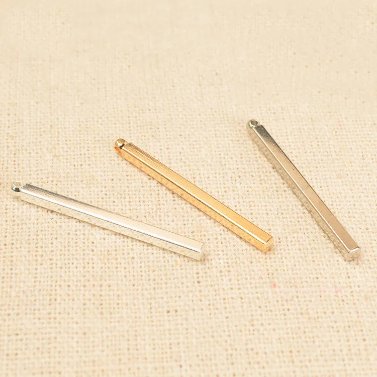 

SEA MEW 20mm 30mm 40mm Metal Raw Brass Silver Rectangle Pendant DIY Earrings Accessories For Jewelry Making 100PCS