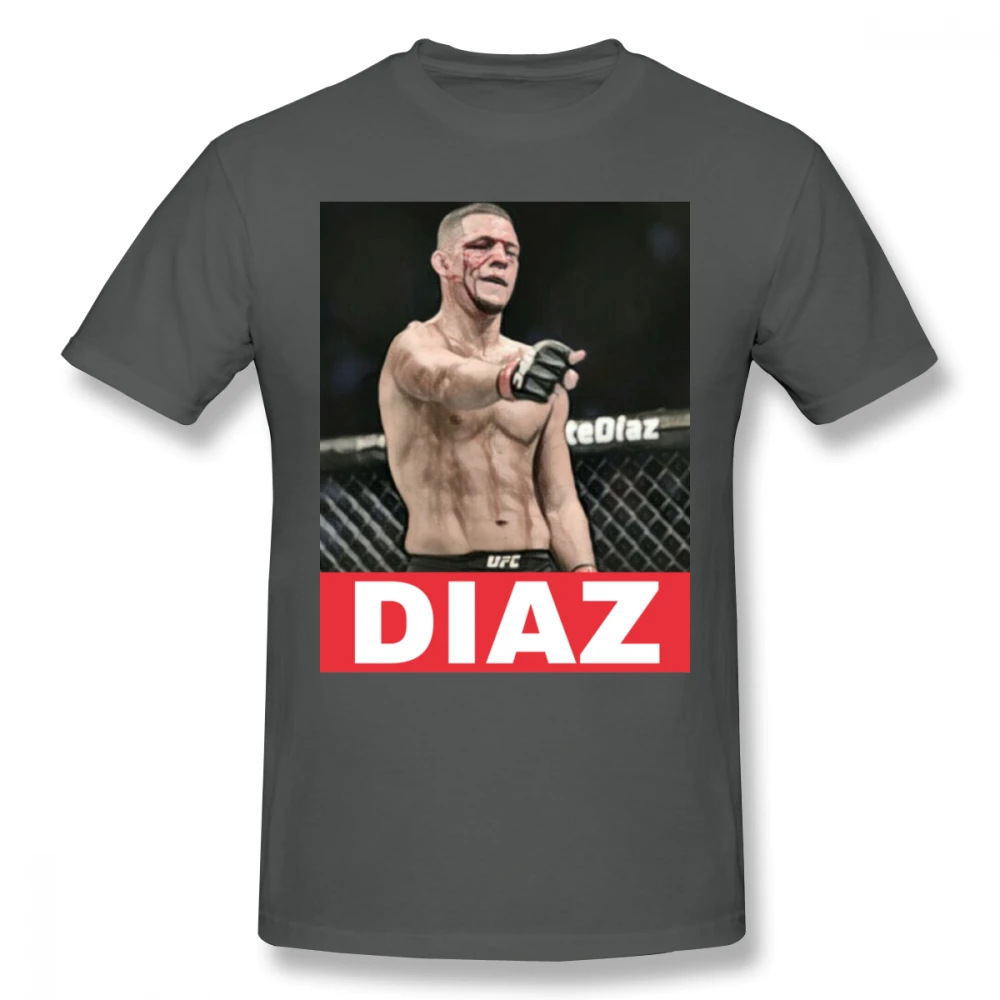 Awesome UFC MMA Fighter Nate Diaz футболка мужская с круглым вырезом и графическим принтом Camiseta футболка большого размера - Цвет: Темно-серый