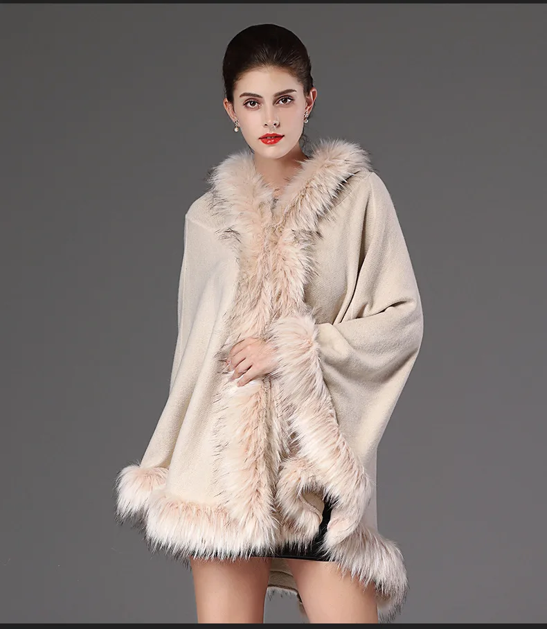 waterproof puffer coat 2019 Autumn Winter Wool Coats Women Faux Fur Hooded Cloak Luxury Designer Thick Feminine Outerwear Jackets Lady Party Clothing goose down coat