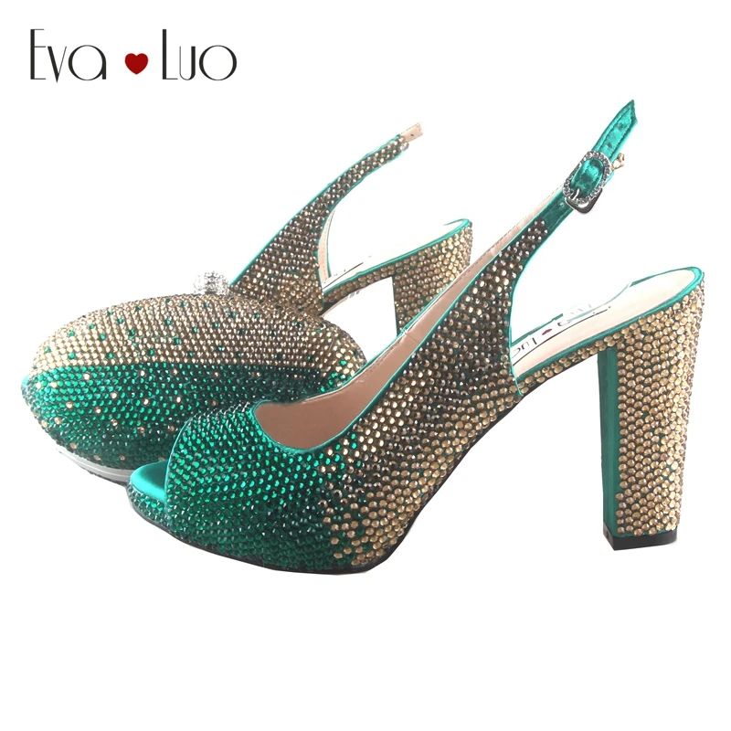 dark green and gold heels