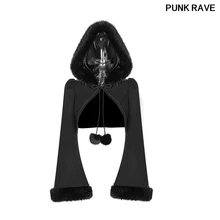 Готическая Лолита имитация кроличьей шерсти короткое пальто модная черная Женская куртка Мягкая шерстяная планка с веревкой Панк рейв WLY-079EDF