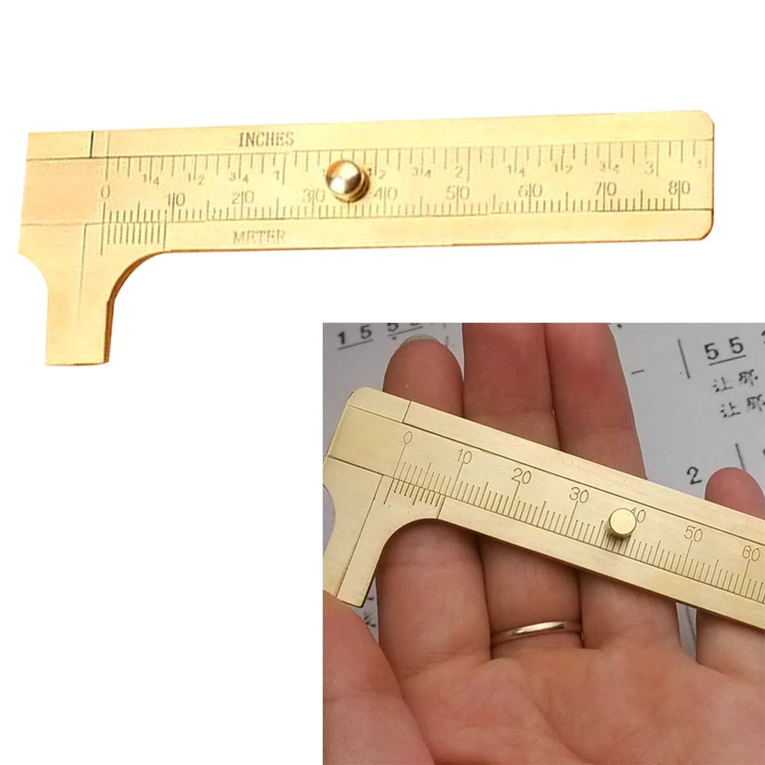 Mini Solid Brass Sliding Gauge Measure Measurement Tool Pocket 80mm