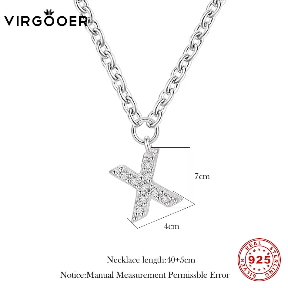 1 925 Sterling Silver Fashion Letter Necklaces Pendants Choker Bling Crystal Women Girl Jewelry Collier Initial Necklace