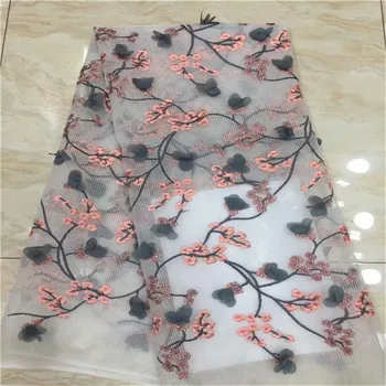 

2019 New Wedding Dress Lace Fabric 3D Chiffon Flowers Nail High End European Lace Fabric Free Shipping F