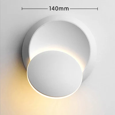 Круглый/квадратный светодиодный настенный светильник с поворотом на 360 градусов, регулируемый прикроватный светильник, современный креативный персональный алюминиевый настенный светильник, NR-97 - Цвет абажура: Round White Body