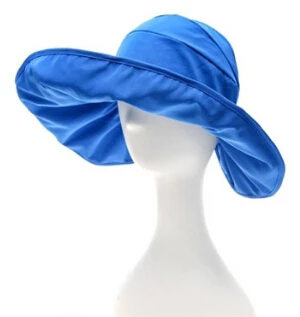 Горячие распродажа, модная обувь женская летняя обувь шляпы Складная ВС шляпы для женщин пляж Шапки большой Брим женщин солнце экран ВС шляпы для лето - Цвет: blue