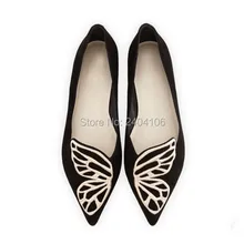 Высокое качество, Большие размеры 42 сезон: весна–лето Wing обувь с вышивкой Женские повседневные туфли на плоской подошве острый носок Лоферы слипоны Для женщин обувь на плоской подошве