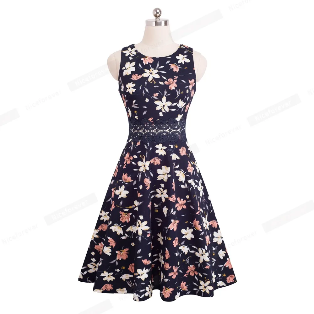 Nice-forever Vintage Elegant Embroidery Floral Lace Patchwork vestidos A-Line Pinup Business Women Party Flare Swing Dress A079 122 Nice-forever Vintage Elegant Embroidery Floral Lace Patchwork vestidos A-Line Pinup Business Women Party Flare Swing Dress A079 122