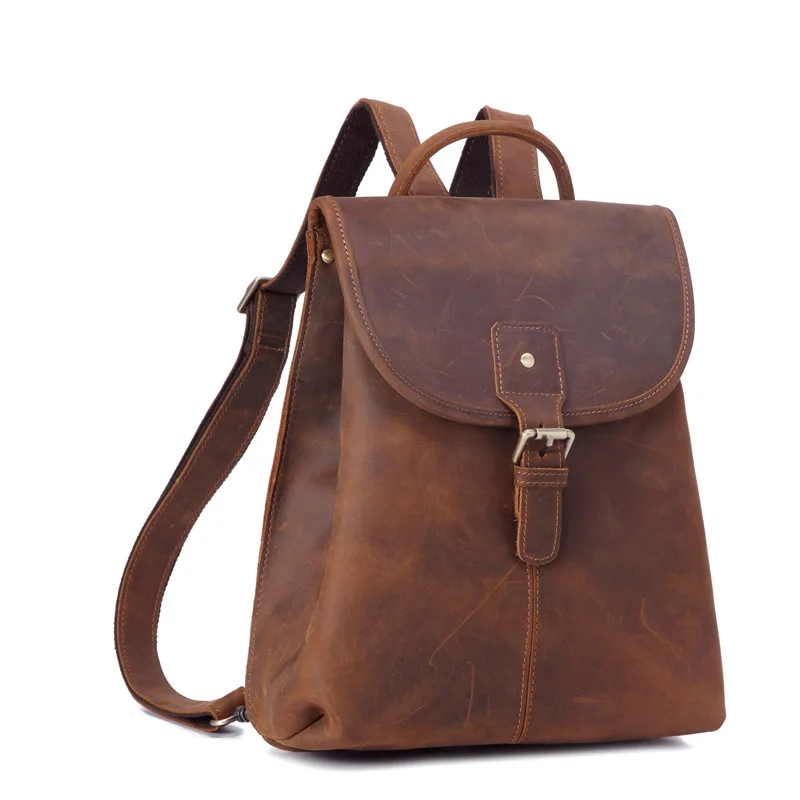 

BOLEKE vintage crazy horse genuine leather backpack bag mochilas escolares para adolescente meninas backpack school women man