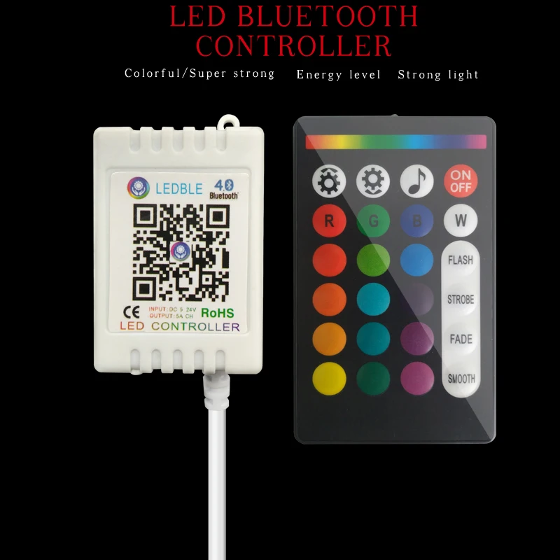 

Music RGB RGBW Led Strip Controller Wireless RF 24 Keys Remote Control For Led Light RGB Controller Bluetooth Control 5-24V