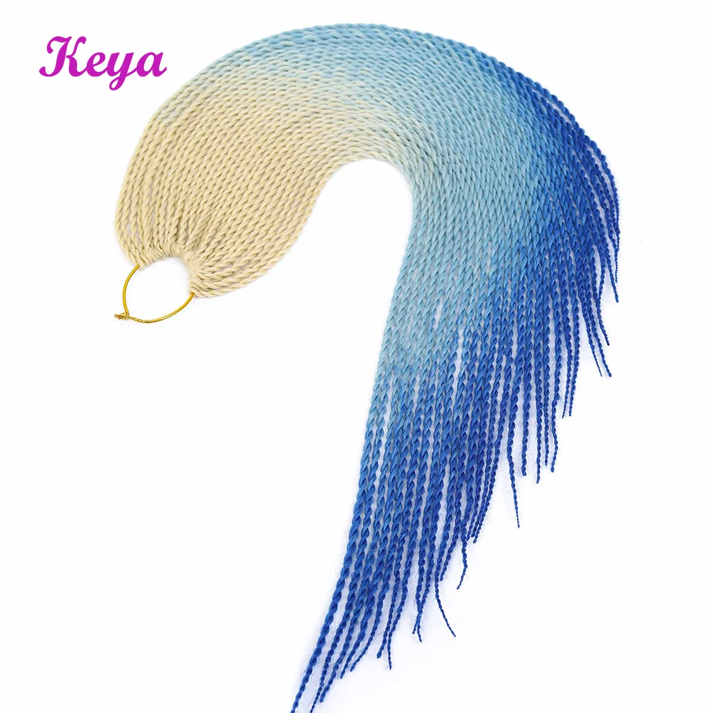 Омбре Сенегальские вьющиеся волосы 100 г/шт. вязанные косички 24 дюйма синтетические косички плетение волос розовые волосы синие косички для женщин