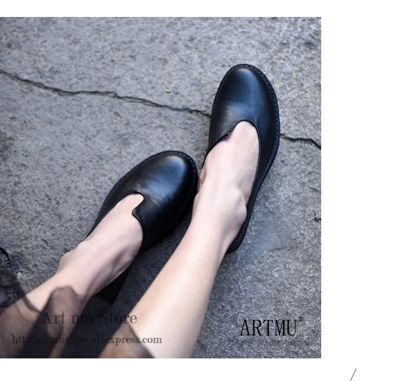 Artmu/Новинка; оригинальная женская обувь на танкетке и толстом каблуке; туфли-лодочки ручной работы из натуральной кожи с круглым закрытым носком; 155820L