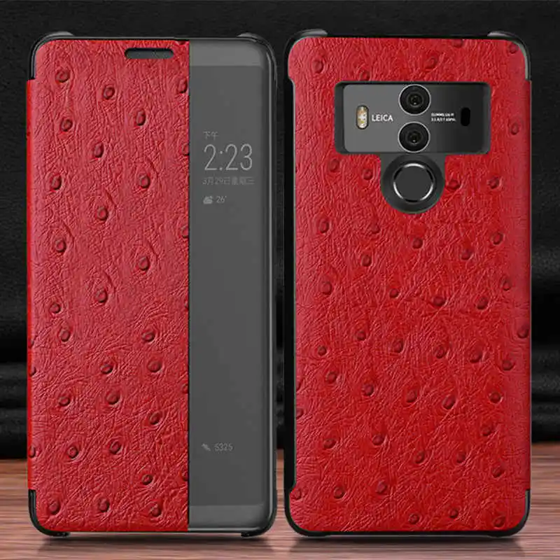 Чехол из натуральной кожи для Huawei Mate 10 Pro крышка с функцией активации интеллектуальное окно вид Капа Coque панель для Huawei Mate 10 Fundas
