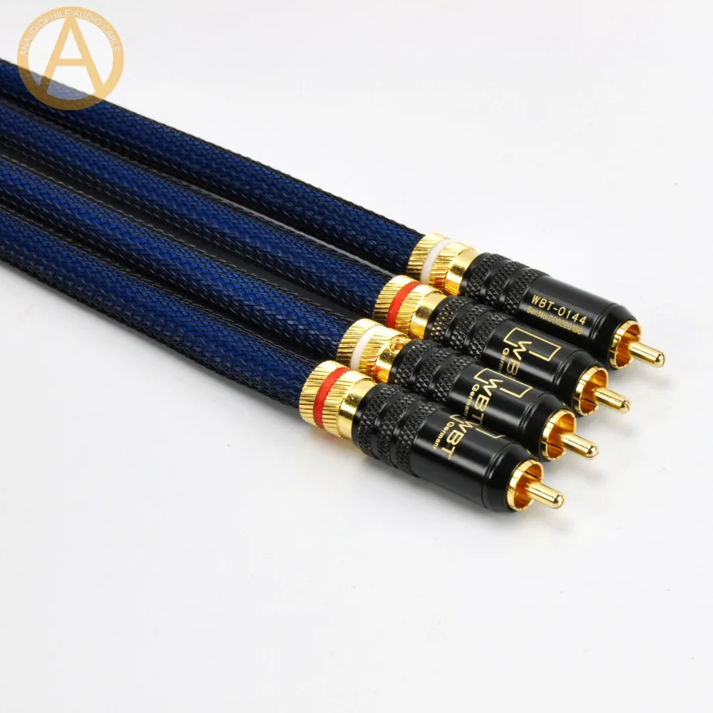 ANAUDIOPHILE HiFi Slitech G5 RCA Audio Cable Silver Plated Male To Male RCA Interconnect Audio Cable Preamp Amplifier