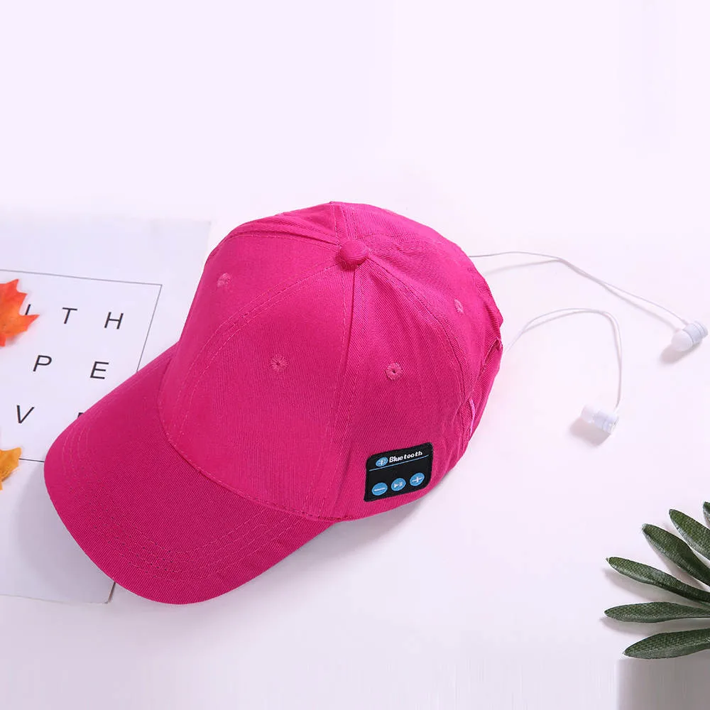 Модная повседневная мужская и женская Bluetooth шапка для спортивных занятий на свежем воздухе бейсболка звонки, музыка козырек сплошной цвет простая повседневная шапка - Цвет: RD