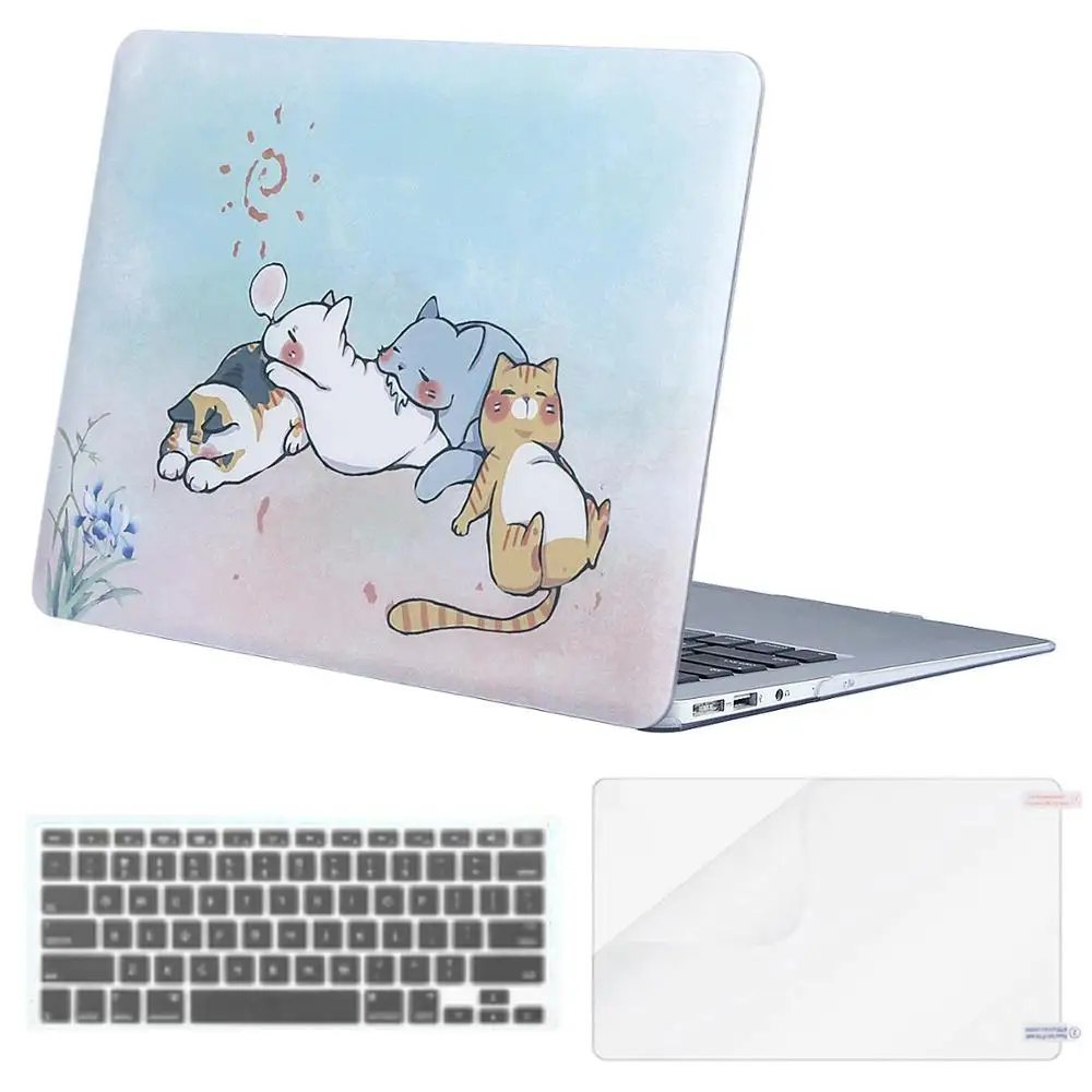 Чехол для ноутбука MOSISO для Apple MacBook Air Pro retina 11 12 13 15 жесткий чехол для ноутбука macbook Air 13+ чехол для клавиатуры - Цвет: Cute Cartoon Cat